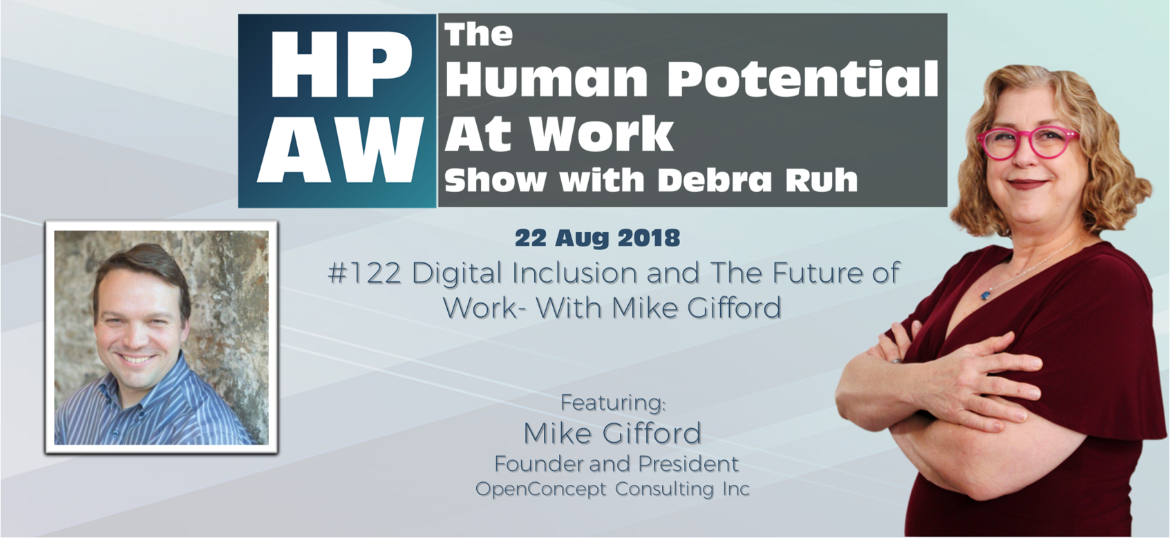 Episode Flyer for #122 Digital Inclusion and The Future of Work- With Mike Gifford